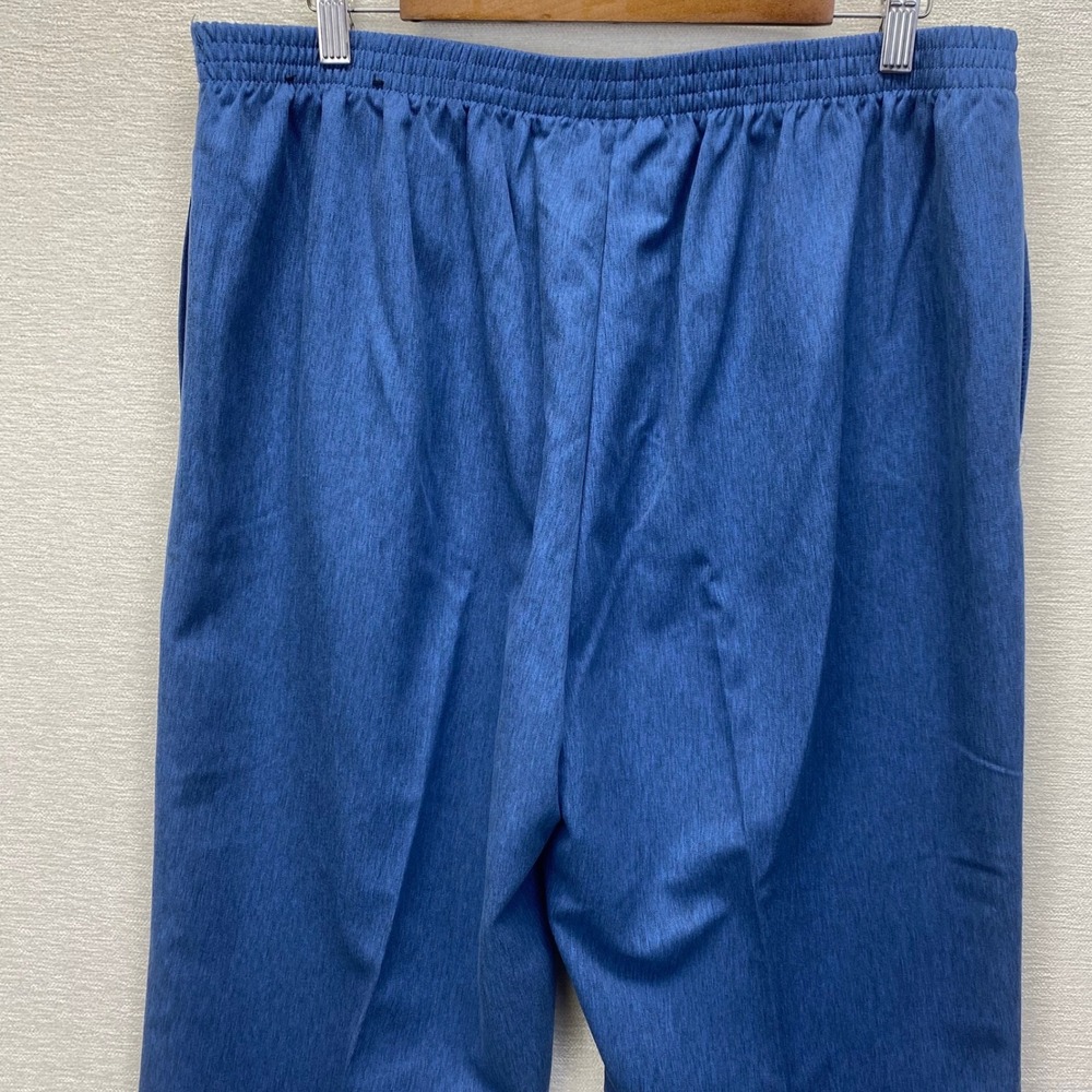 Alfred Dunner Petite 16P Blue Textured Pull On Flat Front Elastic Back Pants - Picture 4 of 12